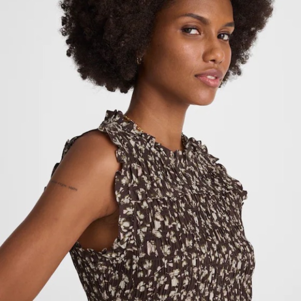 Madewell Chocolate Floral Midi Dress - Picture 7 of 8